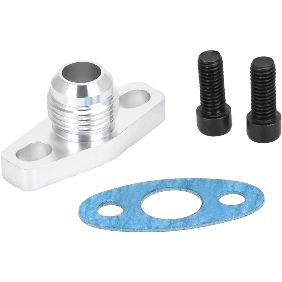 100% Brand New Billet Aluminum CNC Machined AN10 Turbo Oil Return Drain Flange Adapter - Leakproof, Heavy Base, M8 Bolts, Threaded Center Hole, Non-Distorting, Compatible with Garrett GT28, GT30, GT35, T25 Turbos, Threaded Hole