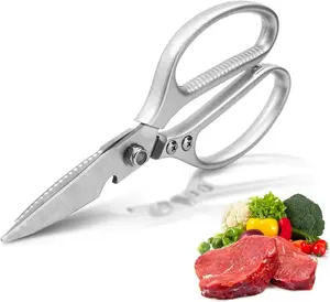 WAK 8.5" Kitchen Scissors, Multi Functional Kitchen Scissors Heavy Duty, Professional Stainless Steel Scissors for Kitchen, Easily Cut Poultry, Chicken Bone, Meat, Fish, Bottle Opener