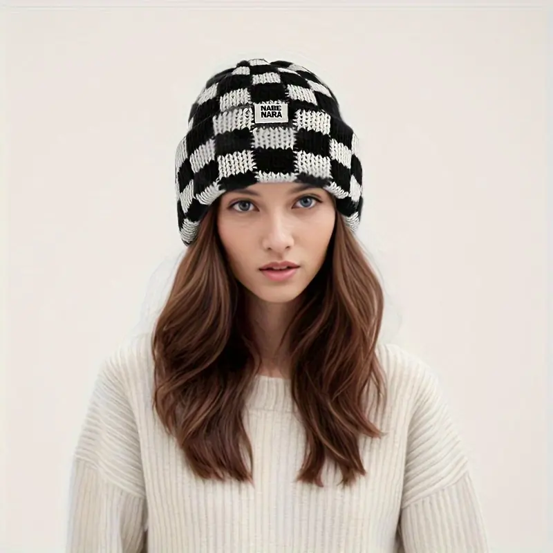 Fuzzy Cute Accessories Slouchy Winter Cold Weather Plush Beanie Fuzzy Hat Plaid Fleece Fluffy Cute Bear for Women Girls
