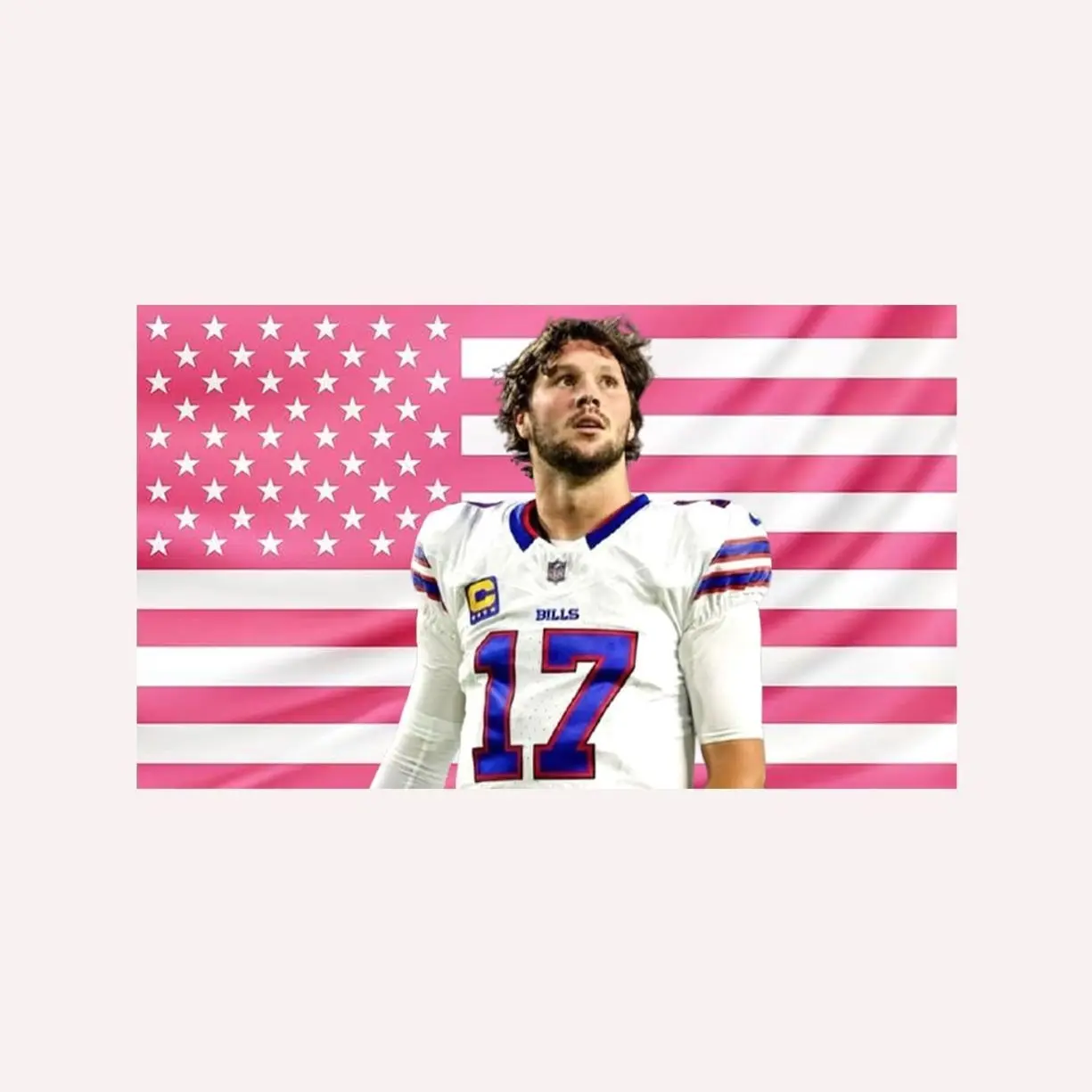 Josh Allen Pink American Flag Tapestry – Football Player Wall Art | NFL Fan Room Decor | Aesthetic Sports Flag Lightweight Indoor Wall Art