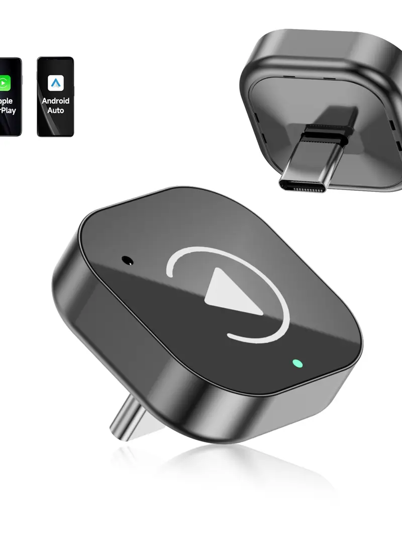 (Type-C) Two-In-One Carplay Adapter, Wireless Carplay Converter USB-C/android Auto USB-C, Convert Wired Connection to Wireless, Plug-And-Play, Wireless Carplay Dongle