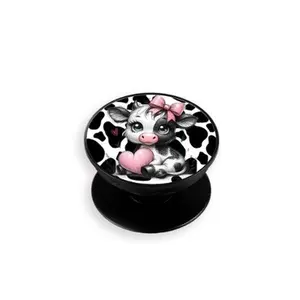 Adorable Cow Print Phone Grip Collapsible-Perfect Smartphone Accessory Girl Gifts Western Country Stand Cellphone