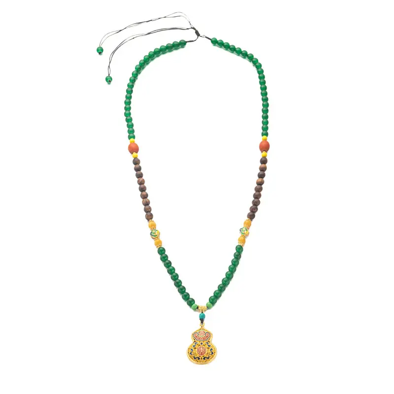 Traditional Chinese Folk Minimalist Chain Necklace - Longevity Symbol Chain with Longevity Lock, Gourd Charms, Taoist Priest Consecrated for Blessings, Safety, Luck Enhancement summerwins