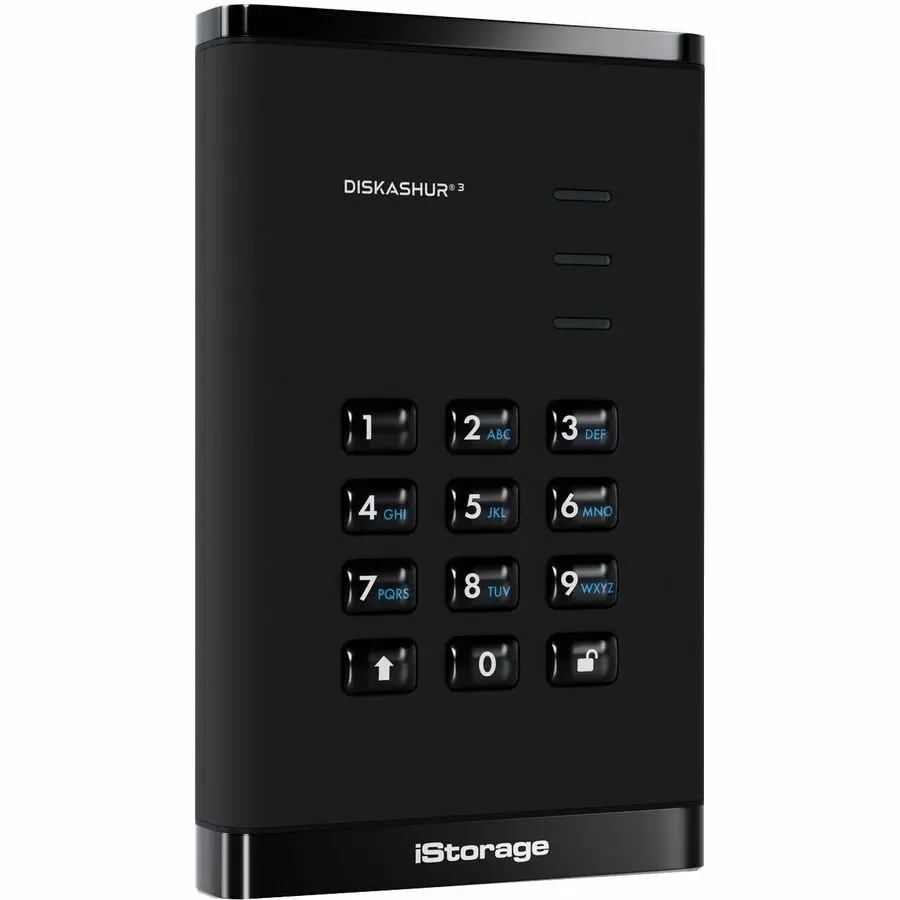 iStorage diskAshur3 2 TB Portable Solid State Drive | Black | Incorporated Common Criteria EAL 5+ | PIN protected | AES 256-bit Full Disk Hardware Encryption | Dust/Water Resistant | TAA Compliant