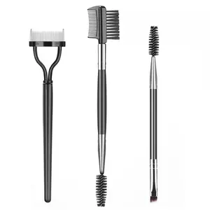 Professional Eye Makeup Tools Set - 3-Piece Eyebrow Brush, Eyelash Separator, & Lash Spoolie with AAA Synthetic Bristles and Comfortable Handle for Precise Application - Mascara Clump Remover
