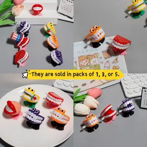 1/3/5pcs Chattering Teeth Wind-Up Walking Teeth, Funny Joke Novelty Gifts, Assorted Colors, Plastic, Halloween Party Favors, Desktop Decoration