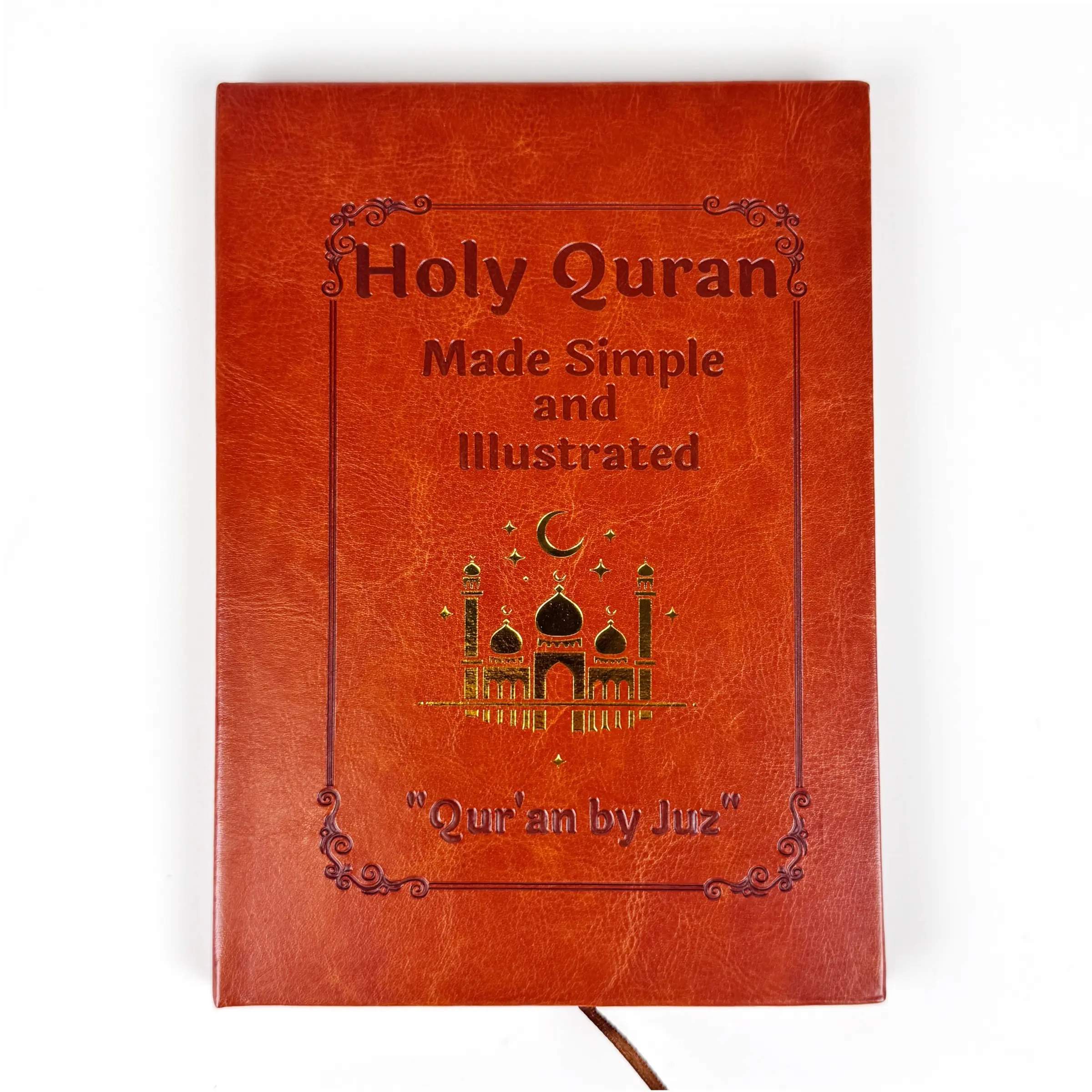 Quran Learning Guide Book, Leather-Cover Illustrated Content Quran Study Plan Included Notebook, Complete 114-Chapter Comprehensive Study Guide, Islamic Religion Book, Knowledge