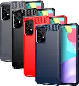 Case for Galaxy A52 5G, Nakedcellphone [CARBON FIBER SERIES] Flexible TPU Slim Phone Case Cover [Anti-Shock, Anti-Fingerprint] for Samsung Galaxy A52 5G Phone