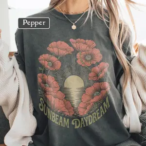 Comfort colors Boho Wildflower TShirt, Botanical Retro Graphic Tee, Vintage Sunbeam Daydream Nature Cottagecore Hippie T-Shirt