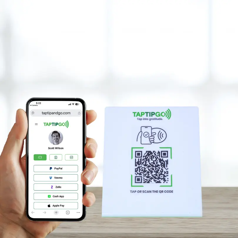 GoStand Acrylic NFC-Enabled Display Plaque 4.7" Tip Station for Cashless Gratitude with Venmo, PayPal, Zelle, Cash App & Apple Cash Support