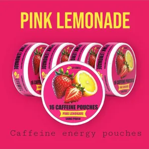 PINK LEMONADE-5 Pack Caffeinated pouches.Each Jar contains 16 pouches.Each Pouch contains 56 mg of caffeine.Beverage Energy Drink evergy Immunity lyvwel m 150 Sugar-Free Sport