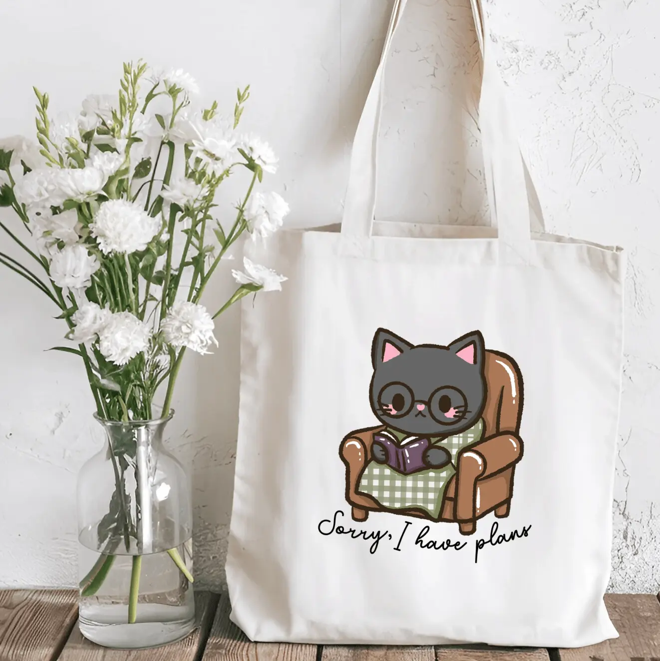Sorry I Have Plans Sublimated Canvas Tote Bag
