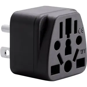 Travel plug converter - suitable for EU/AU/UK/NZ/CN to US (Type B), with grounded three pin American standard wall plug, EU to US travel adapter pin conversion, power socket charger (single unit installation)