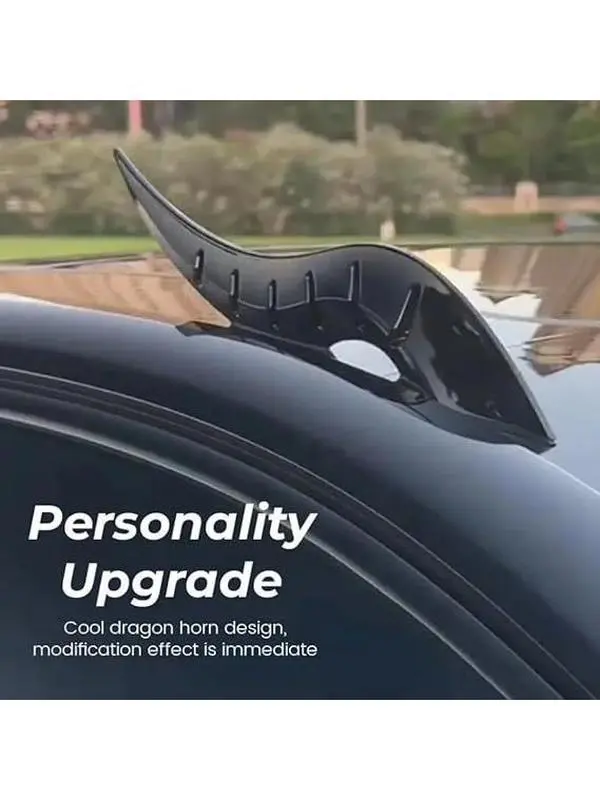 Carbon Fiber Look Dragon Horns Car Ornament - Universal Car Vehicle Decoration, Easy-Mount Roof Ridge Accent for SUV, Truck, Sedan - Unique Auto Modification Accessory Gift