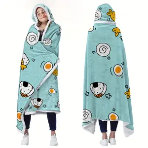 Unisex Sushi Blanket Hoodie, Wearable Blanket, Adult Warm Blanket, Ideal Gift for Sushi Lovers, Perfect for Boyfriend and Girlfriend