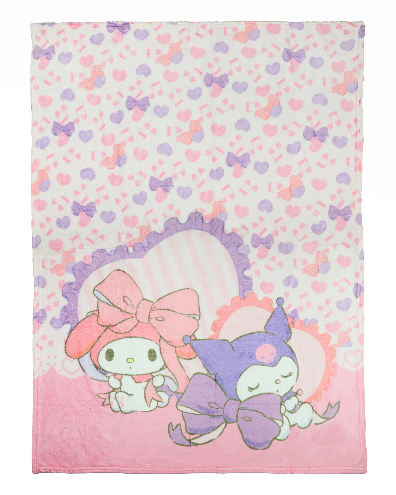 Sanrio Hello Kitty and Friends Throw Blanket Fleece My Melody and Kuromi Sleepover Bows and Hearts 46"X60"