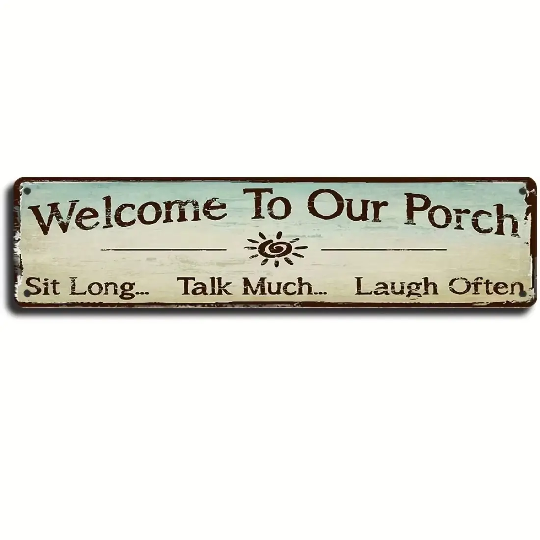 Welcome to Our Porch Aluminum Sign Set, 4 X 16 Inch Metal Wall Decor, Farmhouse Pool Bar Home Outdoor Backyard Decoration
