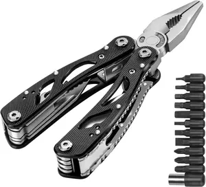 Multitool Pliers Set Stainless Steel  Tool with 11  Bits Black