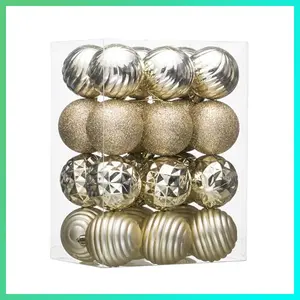 Valery Madelyn Christmas Tree Decorations Ornament Set for Fall Halloween Decor, 24ct Champagne Gold Shatterproof Ball Ornaments, 2.36 Inches Hanging Ornaments for Xmas Holiday Party