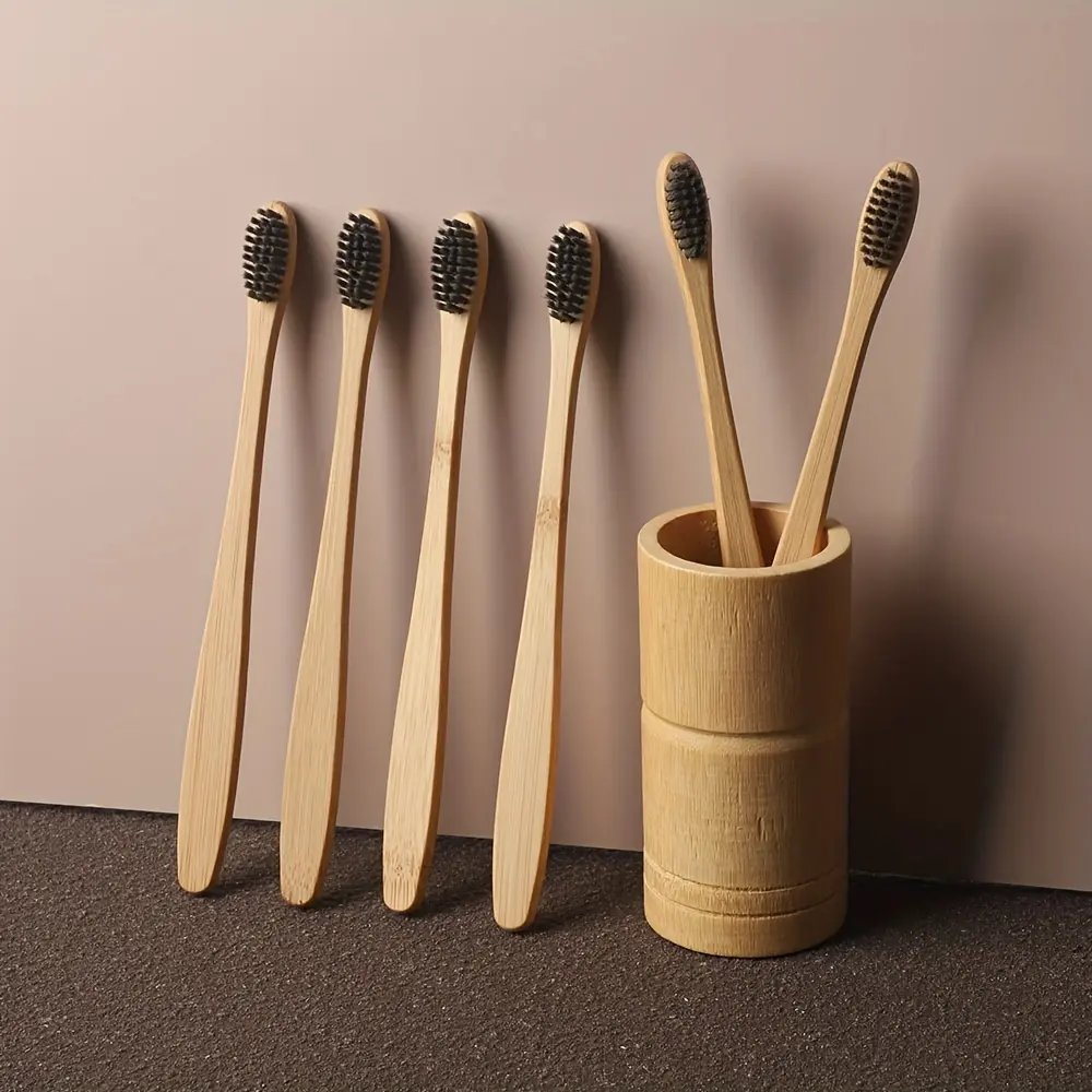 12pcs Bamboo Toothbrush, Manual Wooden Handle Toothbrushes With Soft Bristles For Sensitive Teeth Gums, For Deep Cleaning Oral Care At Home For Daily Life