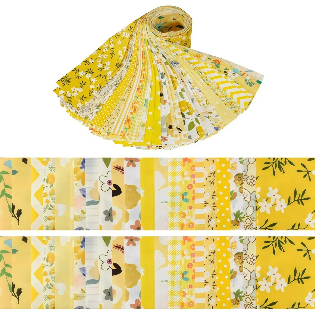 40 Piece DIY Floral Durable Fabric Kit, Pre-Cut Sewing Supplies, Handmade Cotton Strips, Quilt Binding Material, Ideal for Craft Projects, Vibrant Floral Prints
