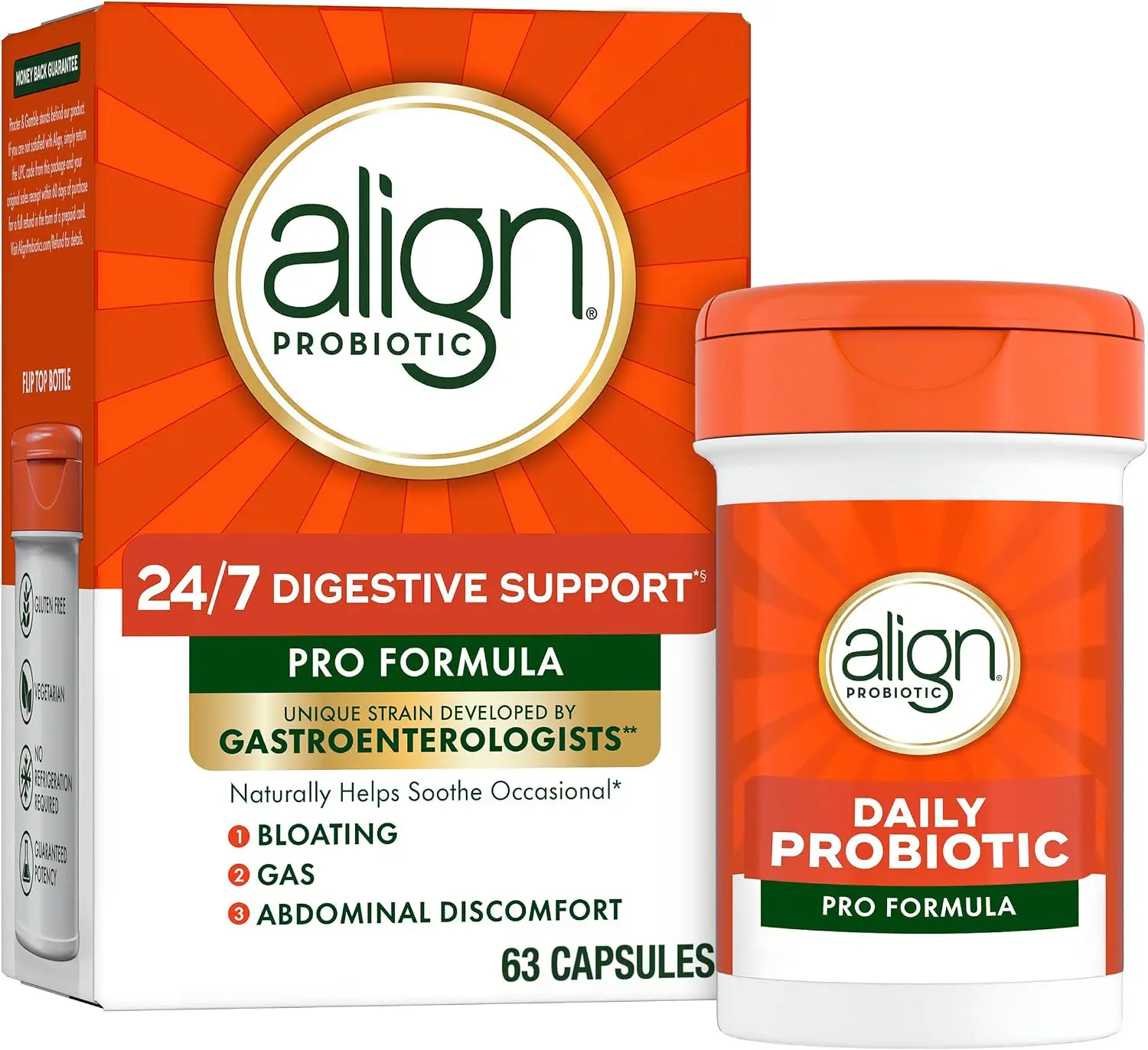 Align Probiotic, Pro Formula, Probiotics for Women and Men, Probiotics for Digestive Health, Men and Womens Probiotic Capsules Help Relieve Occasional Bloating & Gas*, 63 Capsules
