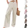 Molitree Women's Natural Fabric H-Type High-Waisted Cotton-Linen Wide Leg Pants - Comfy Everyday Basics Button-Front Casual Trousers, Breathable Lightweight for Travel Beach,sohochic