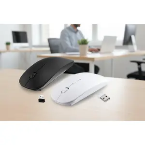 2.4GHz USB Wireless Optical Mouse for Macbook Pro Air PC - Black/White ABS Material 1000dpi 3 Keys 10m Range Plug-and-Play