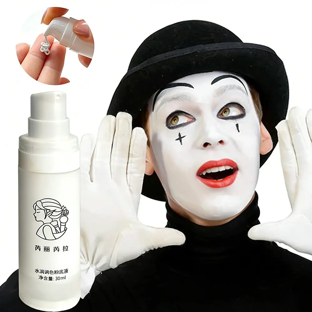 White Foundation Liquid Stage Makeup Cosplay Face Paint Long Lasting Brightening Base Cream