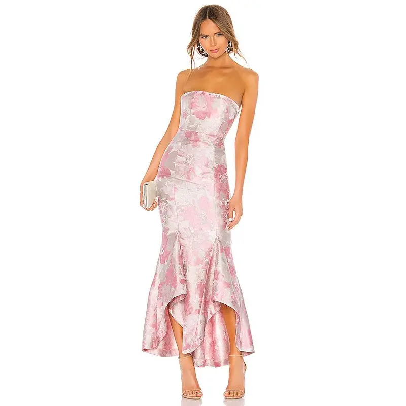 strapless open back dress Burgundy Overskirt Prom Dresses Strapless Rosette Pageant Gown 231020   Viniodress