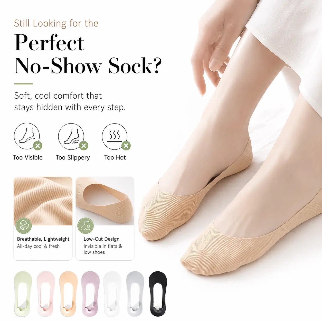 Women's 5-Pair No Show Ice Silk Liner Grip Socks, Everyday Style, Non-Slip Thin Invisible Design, Breathable Cotton Sole, Stay-Put Heel, Compression, Pastel Flower Print for Big Sizes Footwear, Lady's Womenswear Underwear
