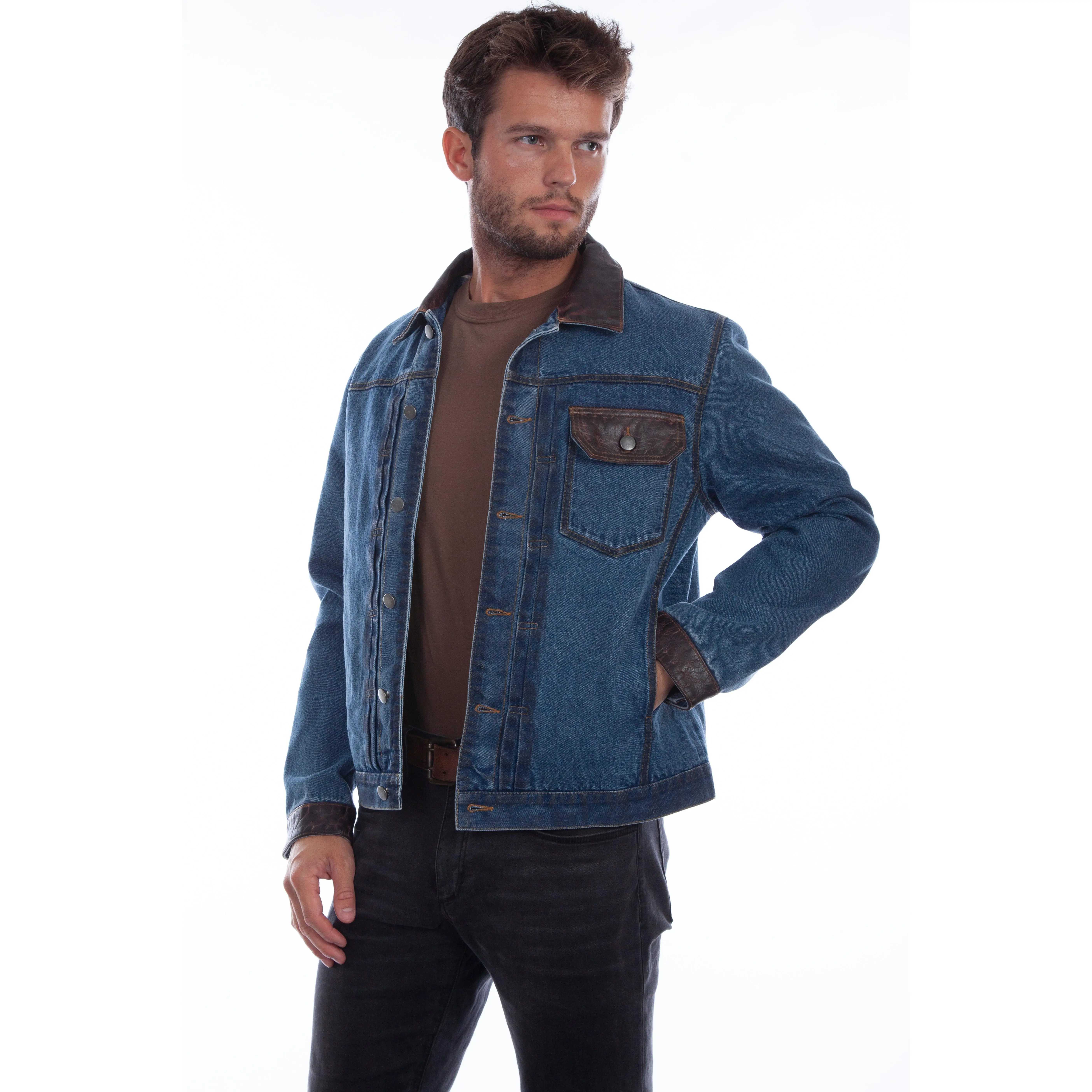 Scully Men's Classic Leather Jacket with Pockets and Buttons - Menswear Top Coat for Versatile Layering, Pocket