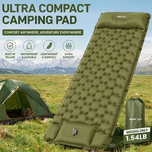Night Cat Camping Sleeping , Extra Thick 5 Inch Camping Mat, Built-in Foot Pump Inflatable Sleeping ,Compact for Camping BackpackingHiking Traveling Tent, camp gear, road trip ,cot pad, inflation Pump air pillow,Summervibes Airbed Double Self Inflating Be