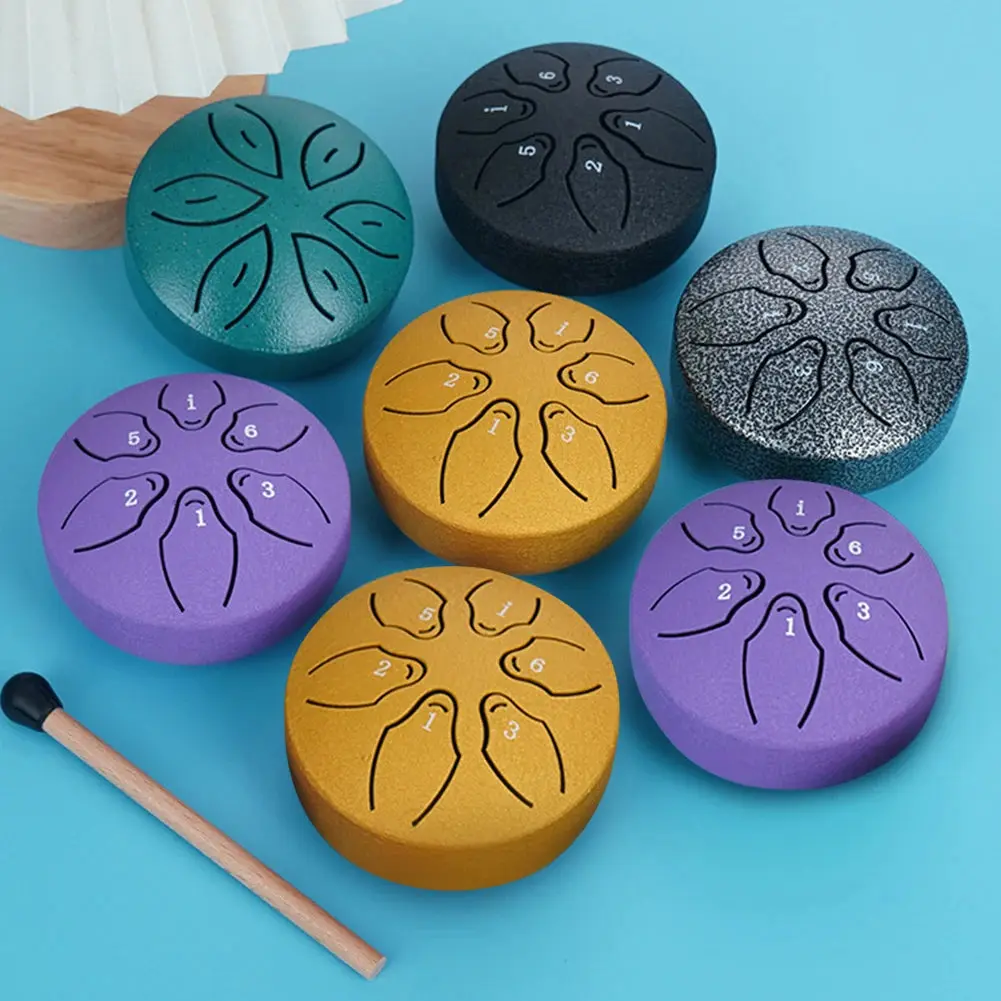 Mini Steel Tongue Drum – 3 Inch 6 Note Hand Pan Drum