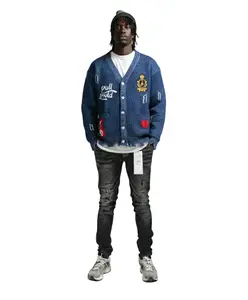 MAINZ  Men's premium sweater cardigan with embroidery & patches