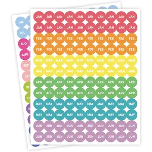 Rainbow 0.75" Small Month Stickers, 480-Pack: Multicolor Vinyl Round Monthly Planner Stickers for Journaling, Planner Accessories