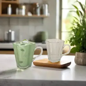 Cute Sized Flower Transparent Glass Coffee Cup