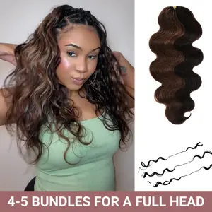 【Mixed color 18“ Lowest Price Ever 】 LWIGS 48-52 Strands/Bundle Mix Color Body Wave Crochet Human Hair - Pre-Separated Knotless Boho Braids for Women (4-5 Packs Full Head) - No-Tangle Long Lasting Bohemian Hair Extensions