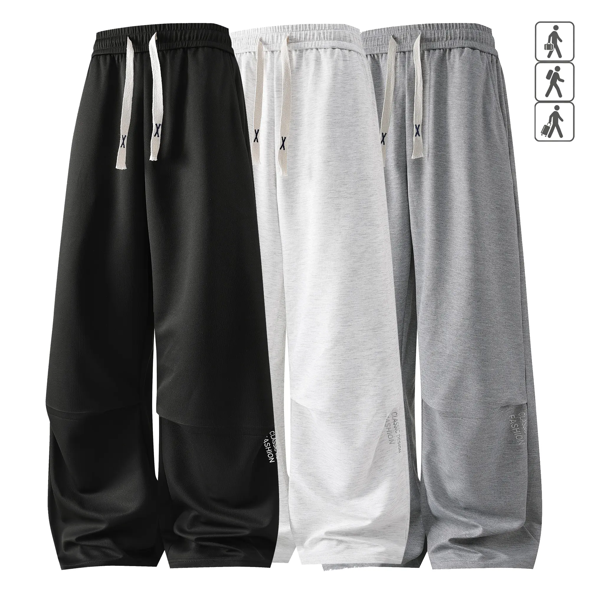 Men's Wide Leg Parachute Sweatpants - Stretch Baggy Stacked Pants with Knee Panel Seams & Drawstring Waist, Minimalist Graphic Detail,  S-XXXL, Fast US Shipping #ParachutePants #Streetwear #TikTokMadeMeBuyIt