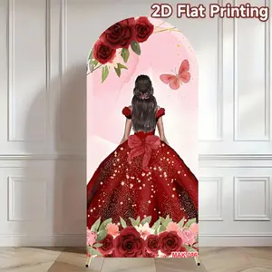Princess Dress Sweet Background, Photo Backdrops, Perfect for 15th Birthday Party, Rose Arch Photography Decor, Ideal for Quinceañera Celebration, Party Decoration Supplies