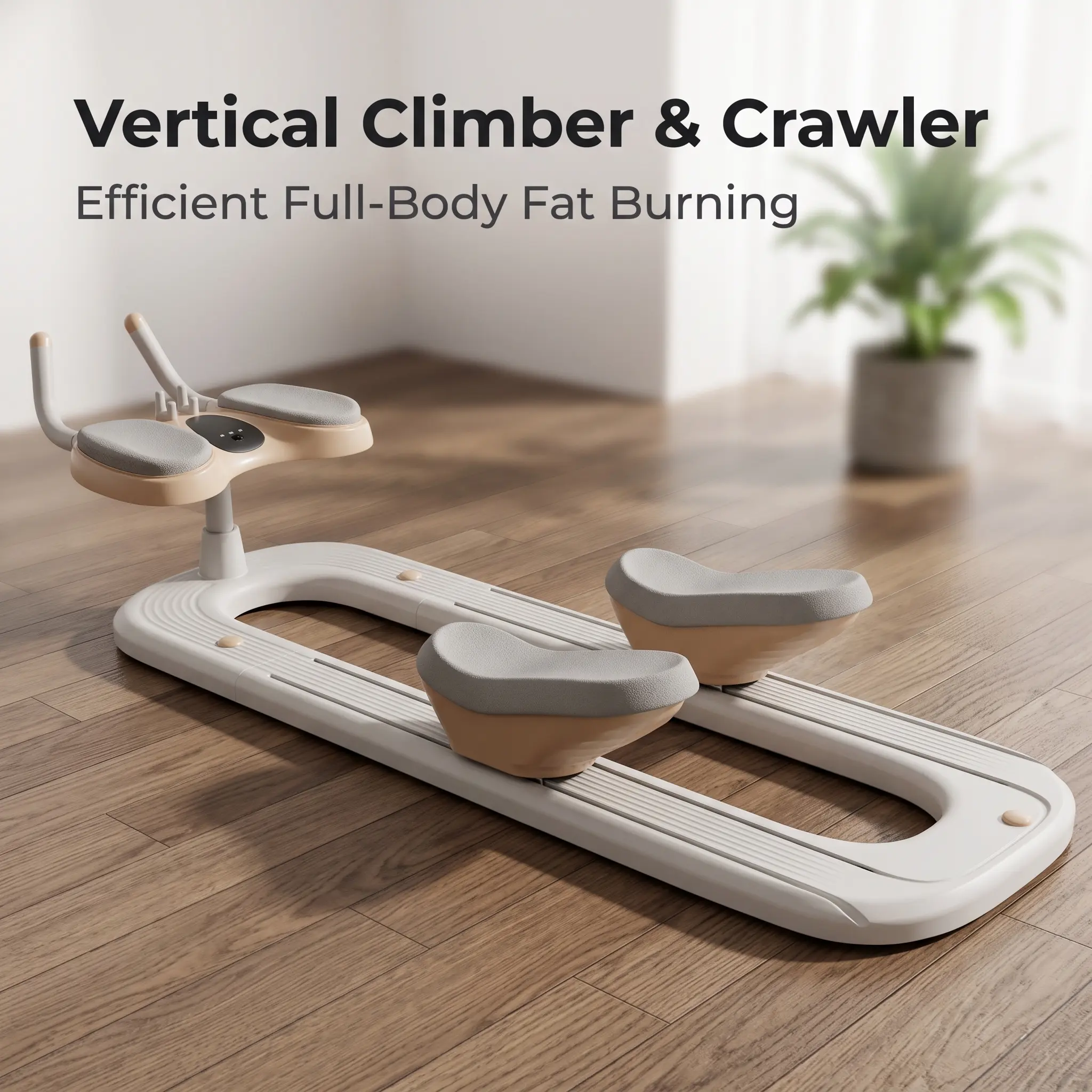 Sliding Core Crawl Trainer with Digital Counter Soft Foam Knee Pads & Hand Grips Foldable Home Waist Back Muscle Training Machine for Indoor Daily Full Body Workout