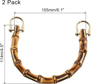 2 pieces U-shaped handbag handle Bamboo wallet handle Bamboo handle Replace wallet handbag handle for making bags with gold metal buckle