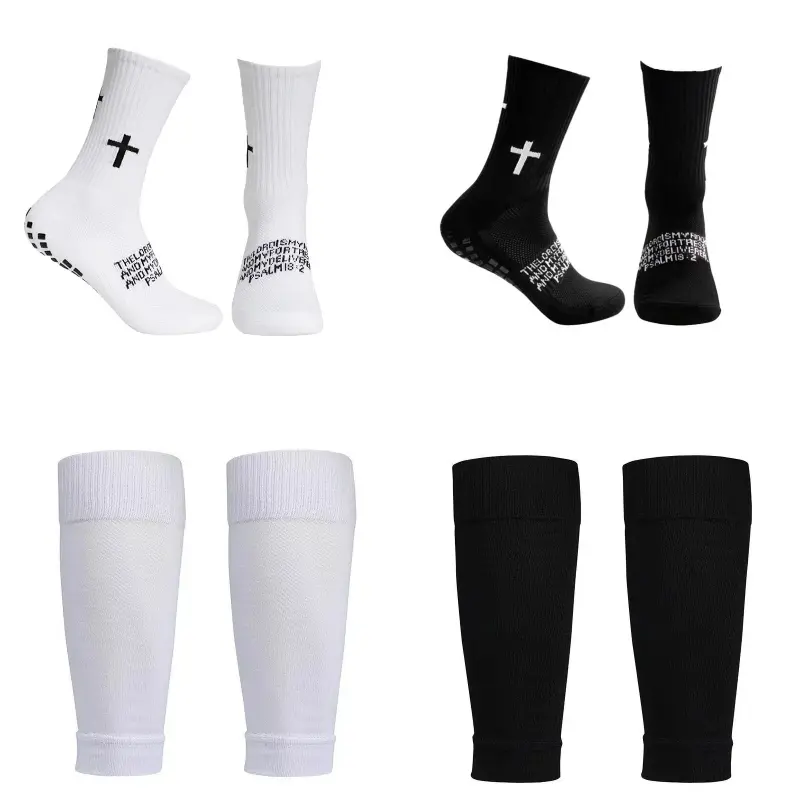 Cross-pattern anti-slip knee-protecting football socks, breathable football training gear, suitable for teenagers and adults in sports competitions