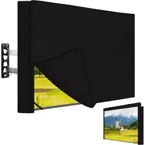 Outdoor TV Cover with Roll Up Front Flat for 40-43 inch, Waterproof and Weatherproof TV Cover for Flat Screen TV, Black