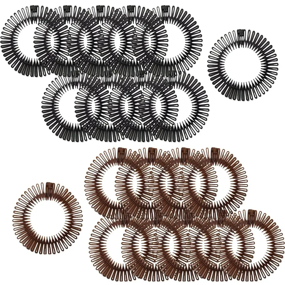 20 Pack Flexible Plastic Circle Tooth Headbands - Hair Wrap Holders for Women, Girls and Sports summerwins