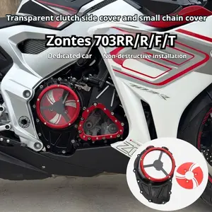 For Zontes 703RR/R/F Modification Engine Transparent Clutch Side Cover Timing Chain Sprocket Right Front Cover Decoration Cover Accessories