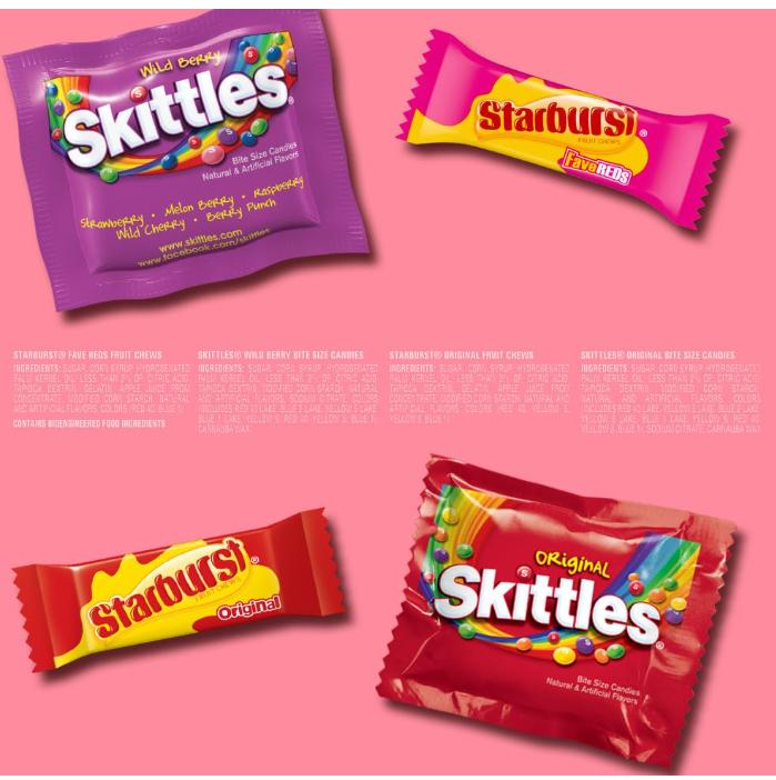 SKITTLES Wild Berry & STARBURST Original and FaveReds Fun Size Variety Pack, Snack - Bonbon