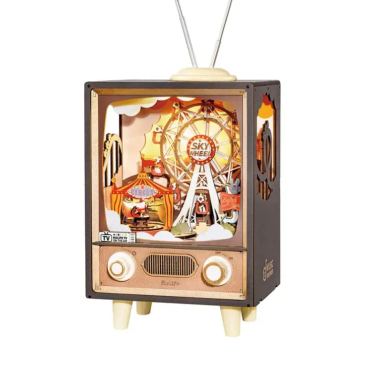 Rolife Wooden Music Box 3D Puzzles for Adults DIY Model Kits to Build Book Nook Hobby Personalized Crafts Gift Home Decoration (Sunset Carnival)