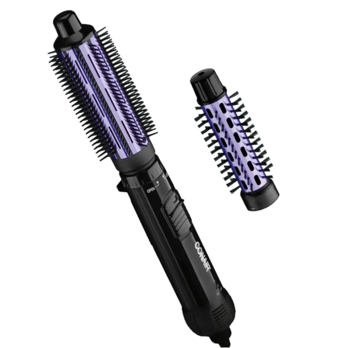 Conair 2-in-1 Hot Air Curling Combo, Includes 1.5-inch Curl Brush and 1-inch Aluminum Bristle Brush