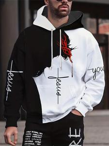 Men's contrasting animal print hoodie for autumn and winter super large hooded sweatshirt, men's clothing